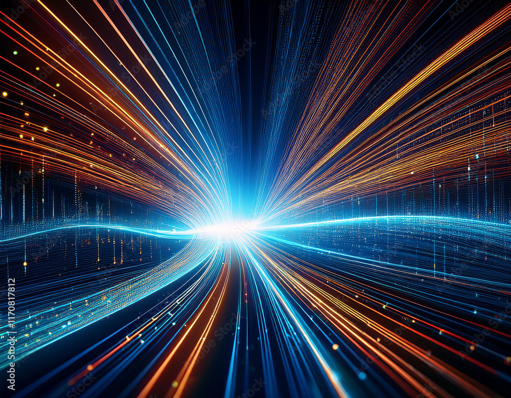 Obraz premium Abstract tech concept with glowing lines 