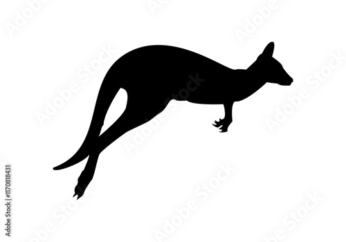 Icono de un kanguro corriendo en versión silueta negra sobre fondo negro