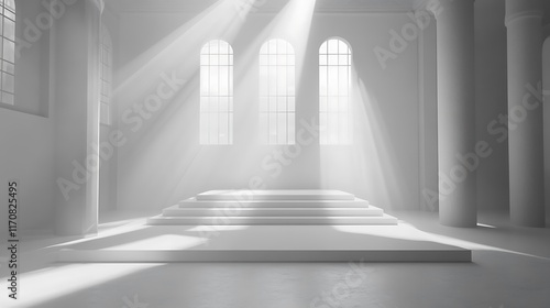 Illuminated stage setup white space artistic photography minimalism