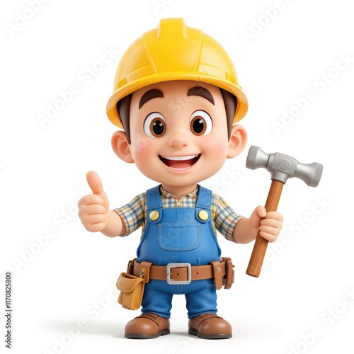 Cute cartoon construction worker photo