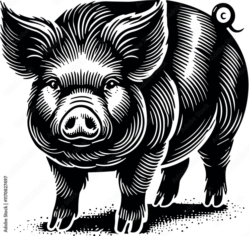 Obraz premium Pig vector black silhouette cricut design for T-shirt
