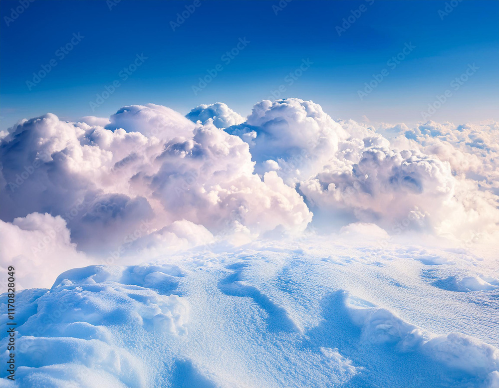 Naklejka premium Angelic heaven clouds vector design background.