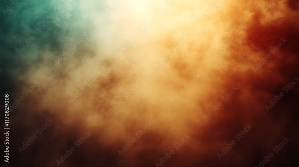 Obraz premium Abstract smoky background with teal, orange, and brown colors.