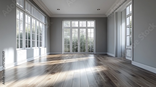 Wallpaper Mural Empty modern room with large windows bright interior minimalist style Torontodigital.ca