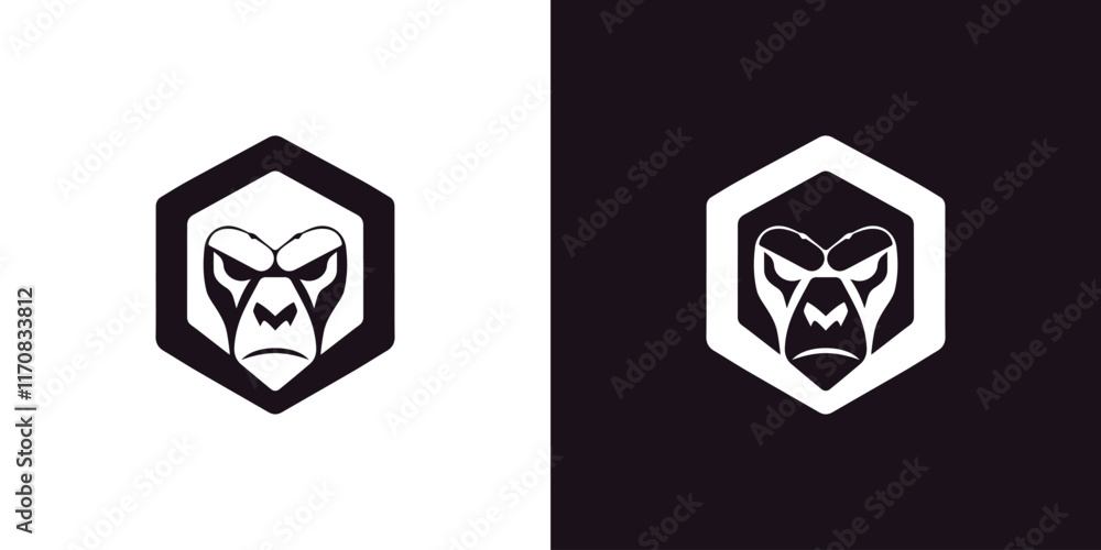 Modern Hexagonal Ape Head Logo Design Vector Illustration Modern Hexagonal Ape Head Logo Design Vector Illustration