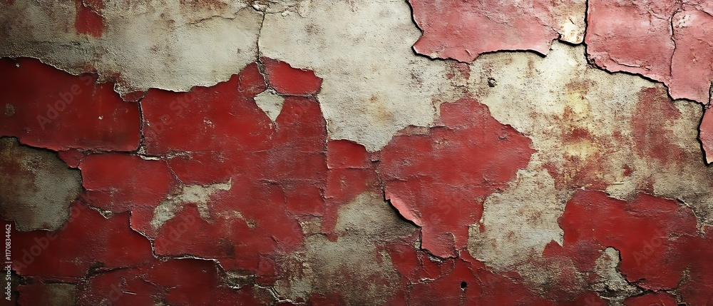 Fototapeta premium Red paint peeling texture.