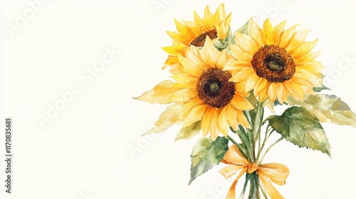 Wallpaper Mural Watercolor style of Yellow sunflower background,abstract sunflower floral seamless pattern for rustic wedding design, thanksgiving decoration, scrapbooking,Elements,hand drawn illustration. Torontodigital.ca