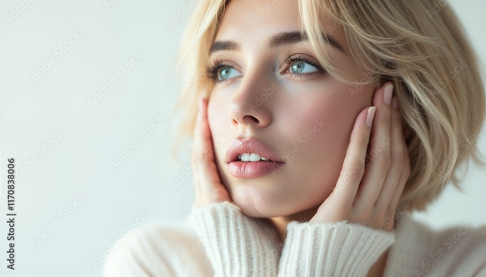 Serene Blonde Woman: Soft Lighting, Gentle Pose, Dreamy Portrait Serene Blonde Woman: Soft Lighting, Gentle Pose, Dreamy Portrait