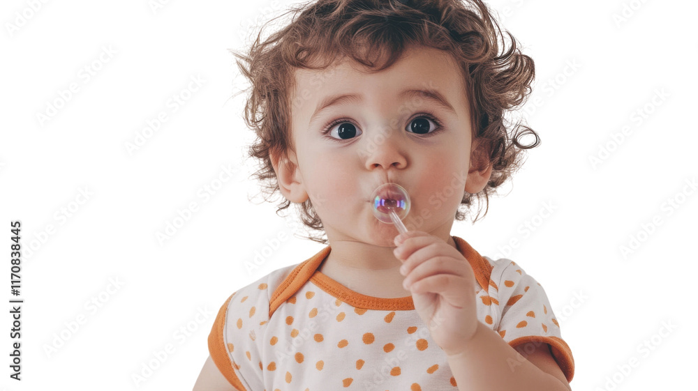 Captivating Image of a Toddler Enjoying the Joy of Pretending to Blow Bubbles Against a White Background, Perfect for Children's Themes or Parenting Blogs. Captivating Image of a Toddler Enjoying the Joy of Pretending to Blow Bubbles Against a White Background, Perfect for Children's Themes or Parenting Blogs.