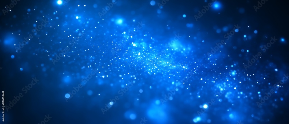 Fototapeta premium Blue abstract glittering particles background.