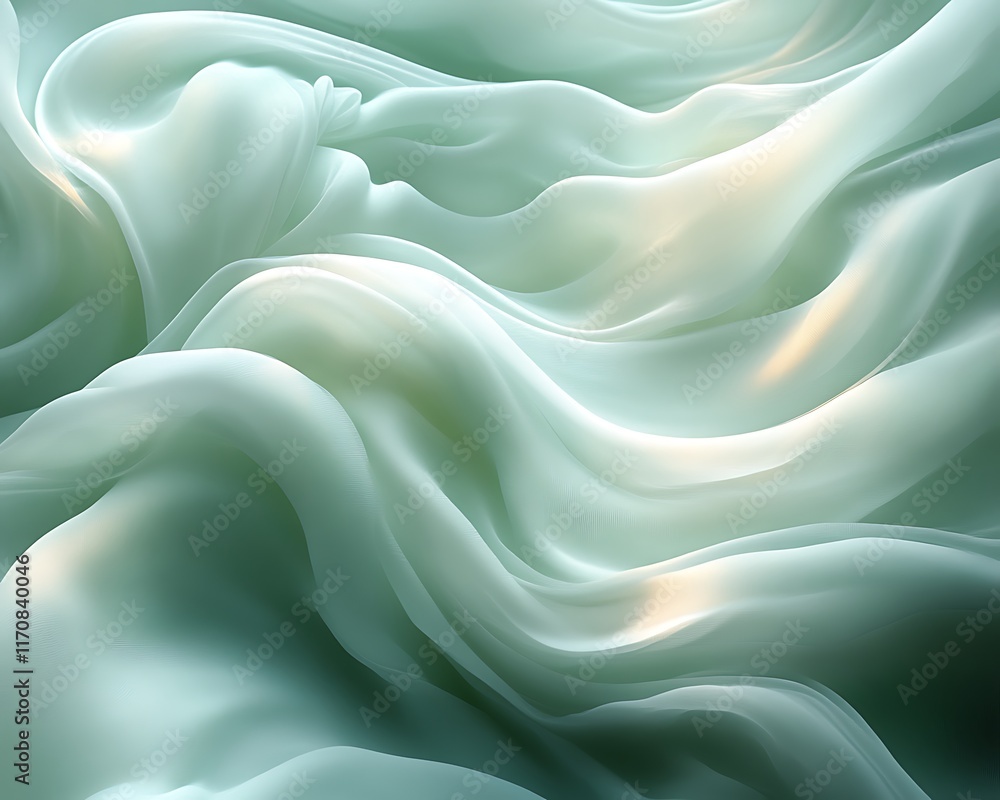 Fototapeta premium Abstract flowing teal fabric texture.