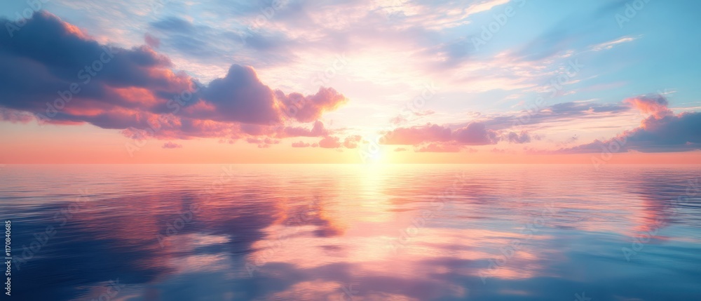 Fototapeta premium Serene Sunset over Calm Ocean.