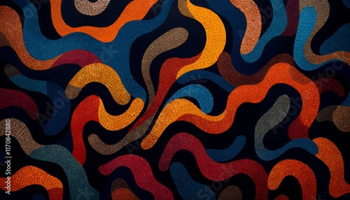 Wallpaper Mural Abstract Wavy Forms: A Rich Tapestry of Autumnal Hues Torontodigital.ca
