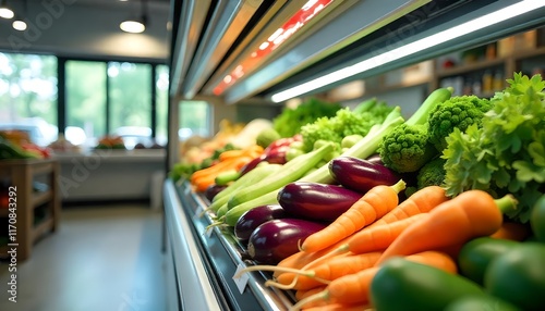 vegetables in supermarket. supermarket selling fruit and vegetables