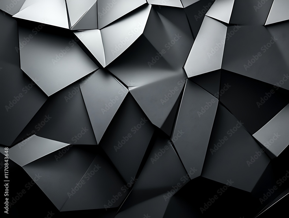 Fototapeta premium Abstract dark grey polygonal background.