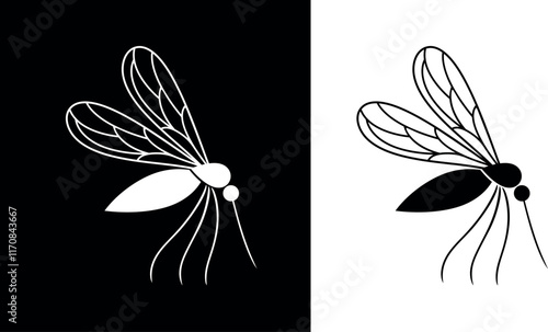 Mosquito logo. Isolated mosquito on white background
