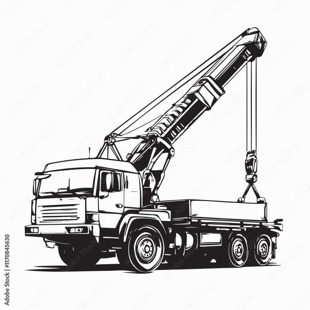 Crane Truck Vector Image. Crane Truck Vector Illustration on white background. Crane Truck Vector Image. Crane Truck Vector Illustration on white background.