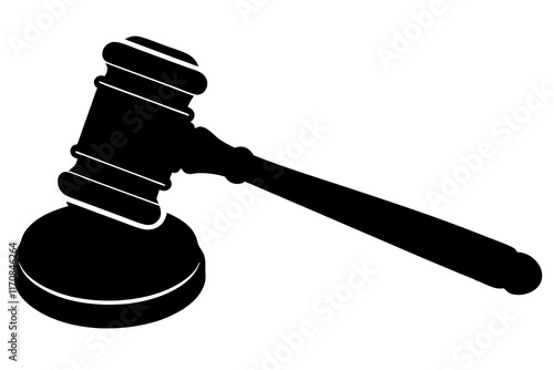Justice gavel vector silhouette illustration on white background