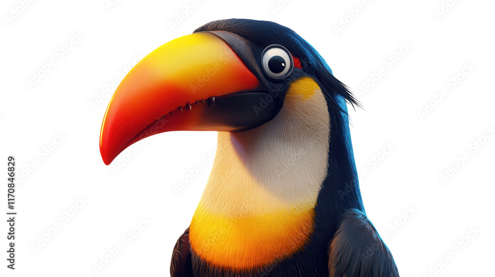 Fototapeta premium A Vibrant Tropical Bird Showcasing Its Large Beak in a Lush Green Habitat Perfect for Nature and Wildlife Enthusiasts.