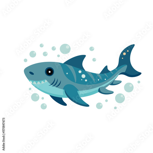 Cookie Cutter Shark under water animal isolated flat vector illustration on white background