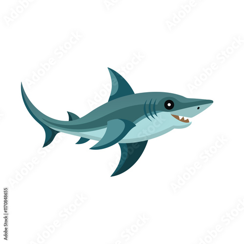 Goblin Shark under water animal isolated flat vector illustration on white background