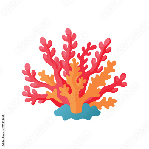 Gorgonia under water isolated flat vector illustration on white background. photo