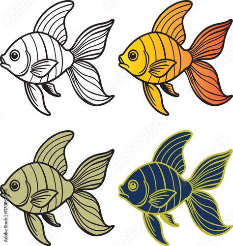 Sea Fish Line art for apps and graphics and print