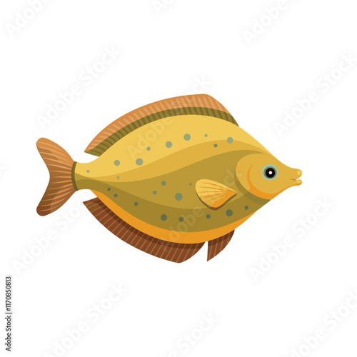  Flounder under water animal isolated flat vector illustration on white background