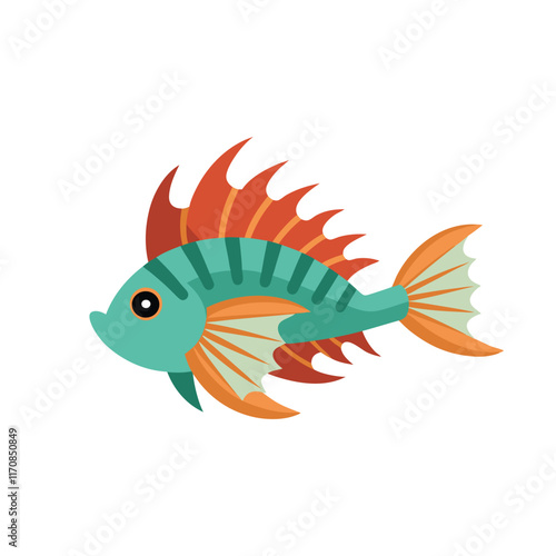 Fan Worm under water animal isolated flat vector illustration on white background photo