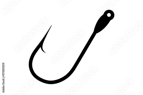 Fishing hook vector silhouette illustration on white background