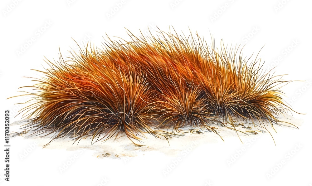 Orange and brown grass tufts on white background. Orange and brown grass tufts on white background.