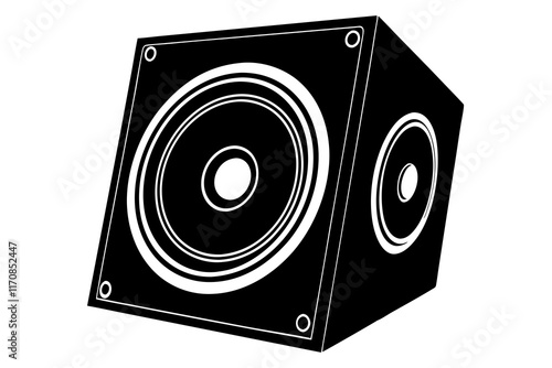 Subwoofer speaker isolated vector silhouette illustration on white background