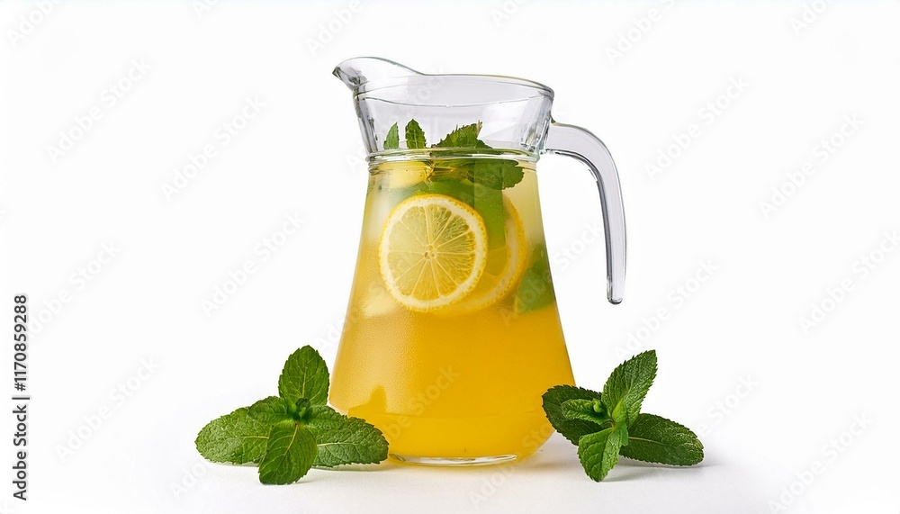 Fototapeta premium Refreshing Lemon Mint Pitcher: A Vibrant Summer Beverage