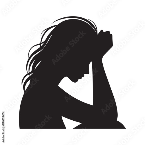 Upset Woman vector silhouette SH