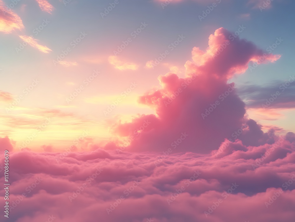 Pink sunset above fluffy clouds. (1) Pink sunset above fluffy clouds. (1)
