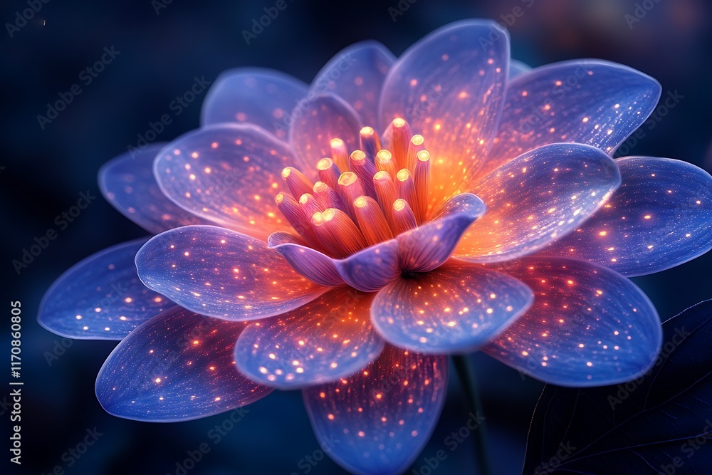 Enchanted, glowing flower close-up Enchanted, glowing flower close-up