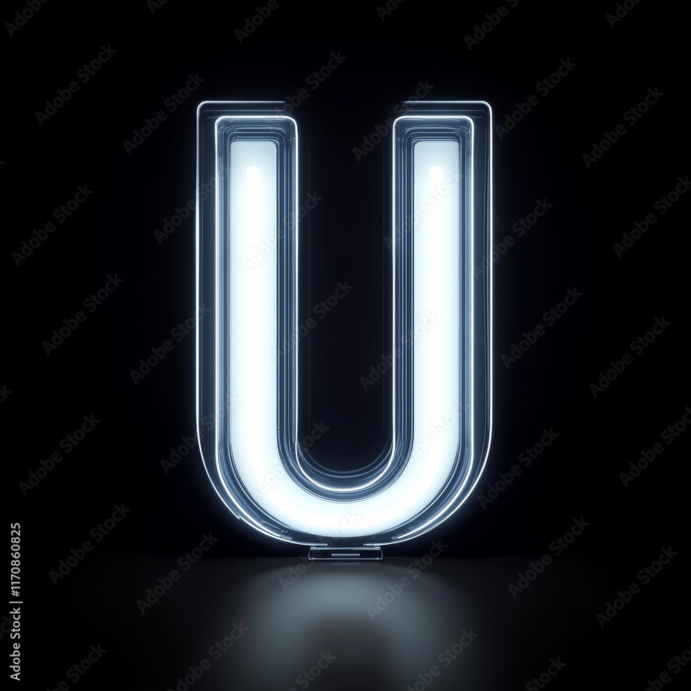 Letter U symbol on dark backdrop. Alphabet word sign symbol. For business and commerce sign. Generative AI technology. Letter U symbol on dark backdrop. Alphabet word sign symbol. For business and commerce sign. Generative AI technology.