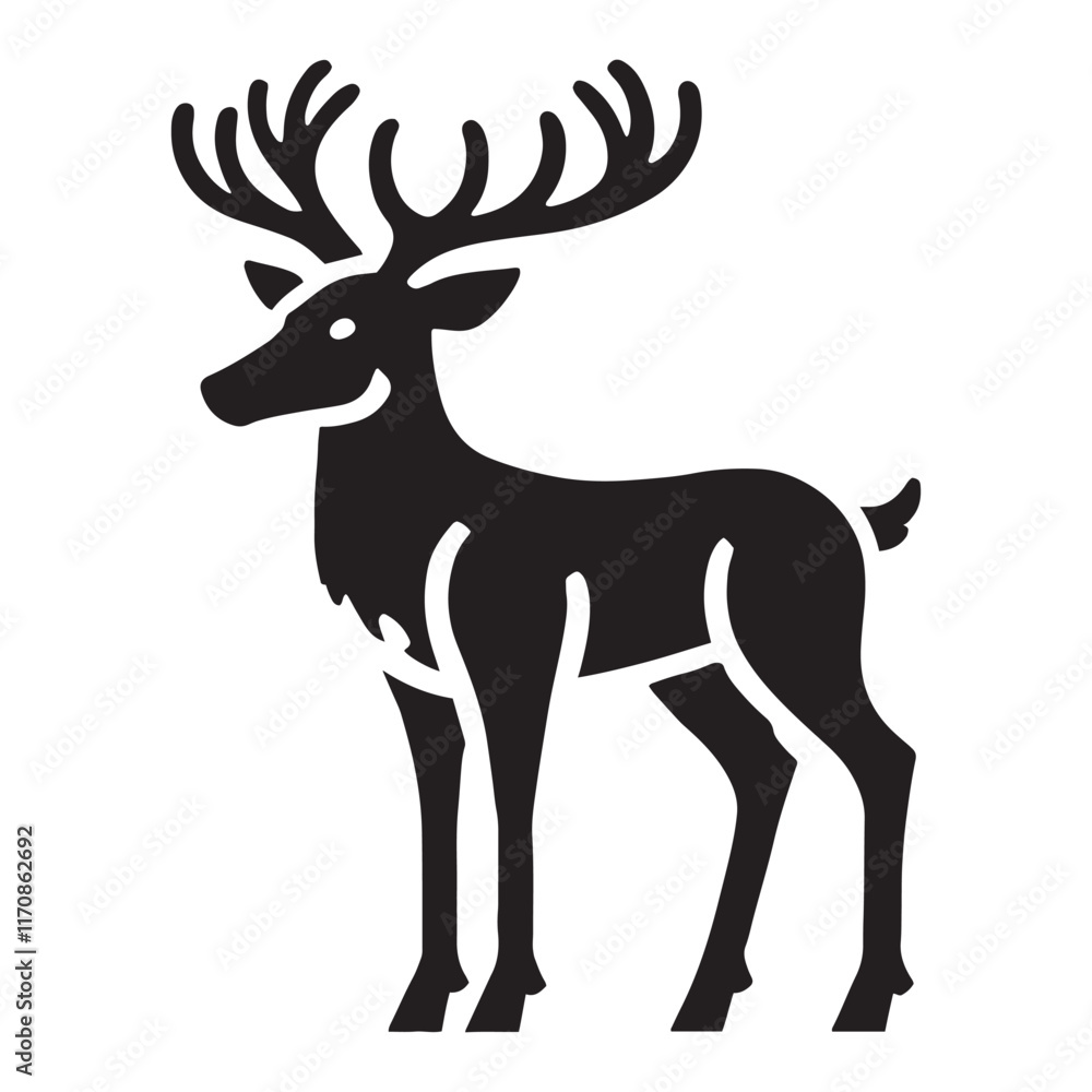 Obraz premium Reindeer silhouette for creative design projects - Reindeer black vector 