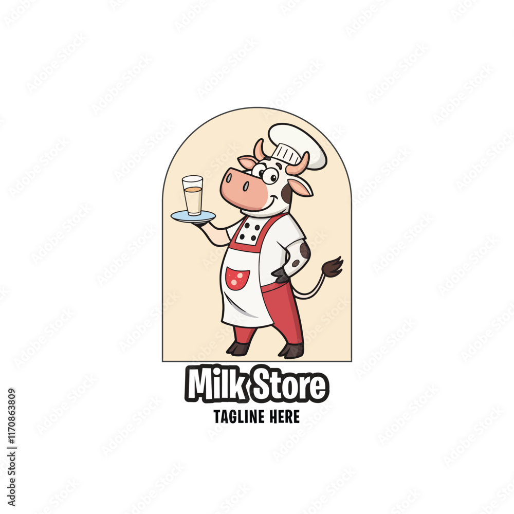 Premium Cartoon Cow Chef Logo for Food Branding Premium Cartoon Cow Chef Logo for Food Branding