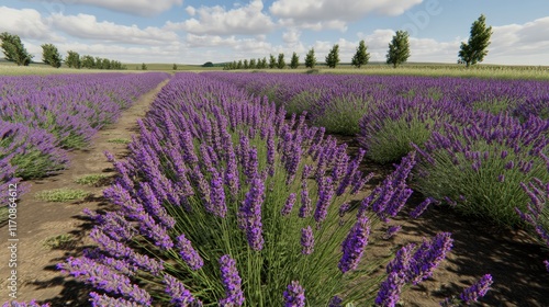 Wallpaper Mural Vast lavender field under blue sky with fluffy clouds Torontodigital.ca