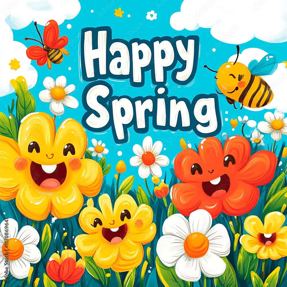 Naklejka premium Colorful spring flowers with 