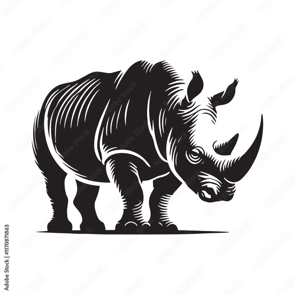 Obraz premium Unique rhino silhouette for versatile design applications - Rhino illustration - minimallest rhino vector 