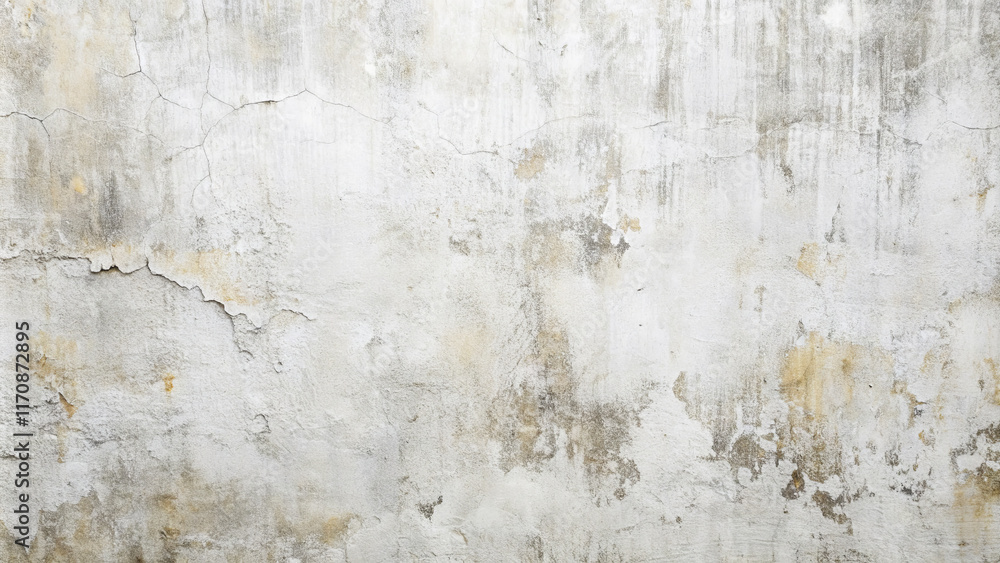 Fototapeta premium The concrete wall displays significant wear, featuring cracks, stains, and a worn surface, embodying a rustic, urban aesthetic suitable for backgrounds in various creative projects