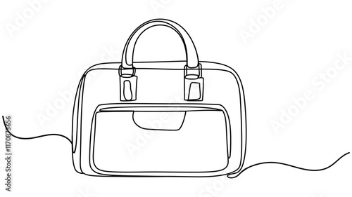 office bag continuous one line drawing, Briefcase or Handbag Drawing - Simple Line Art Business Bag Illustration - Minimalist and Editable Vector Design