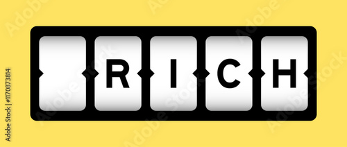 Black color in word rich on slot banner with yellow color background