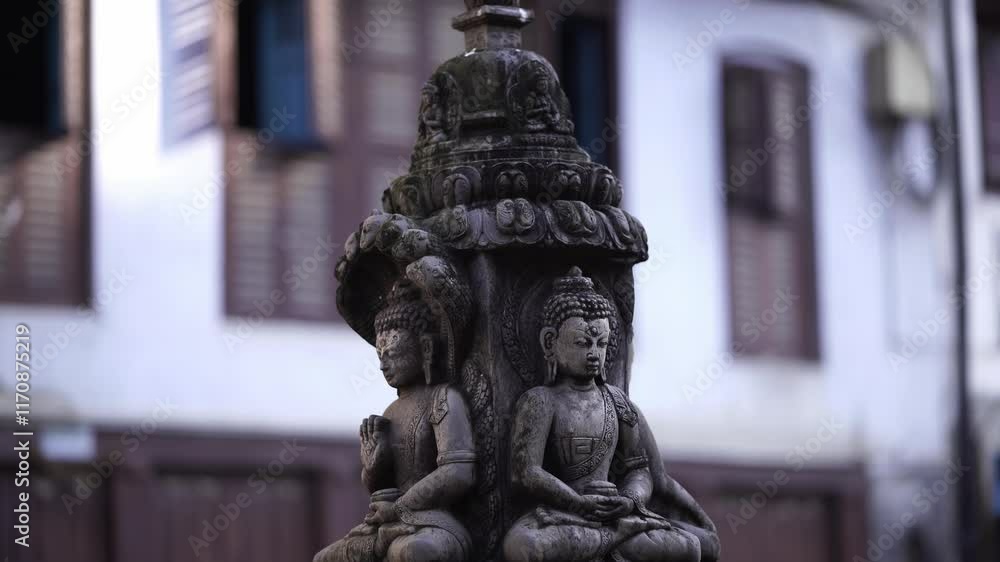 Small Buddha Statue Carved from a Single Stone in a Kathmandu Small Buddha Statue Carved from a Single Stone in a Kathmandu