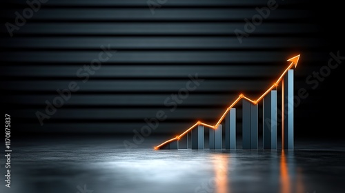 Modern Business Growth Chart with Orange Accent on Dark Background