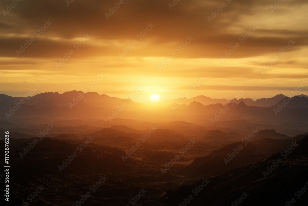A beautiful sunset over a mountain range A beautiful sunset over a mountain range