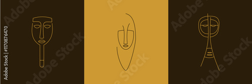 Outline African Mask