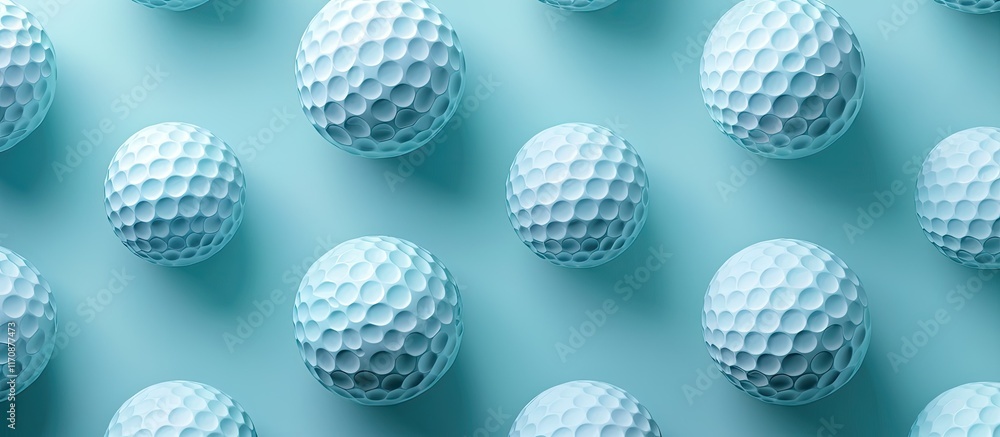 Fototapeta premium Pastel Blue Golf Balls Pattern: A Minimalist Sports Background